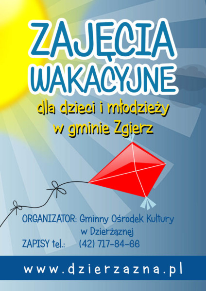 Plakat anonsujący zajęcia wakacyjne w gminie Zgierz